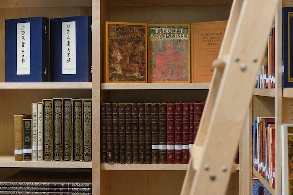 Publications and books on the shelves of the special collections library